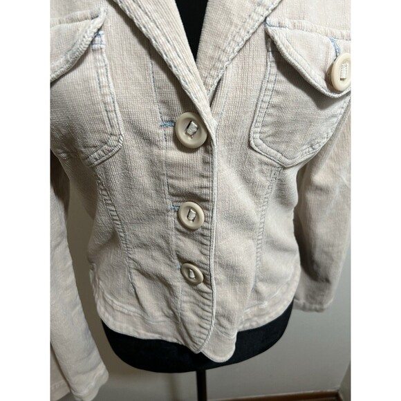 PLUGG Corduroy Jacket Fitted 3 Button Front Woman’s Size Medium office siren - Picture 6 of 11